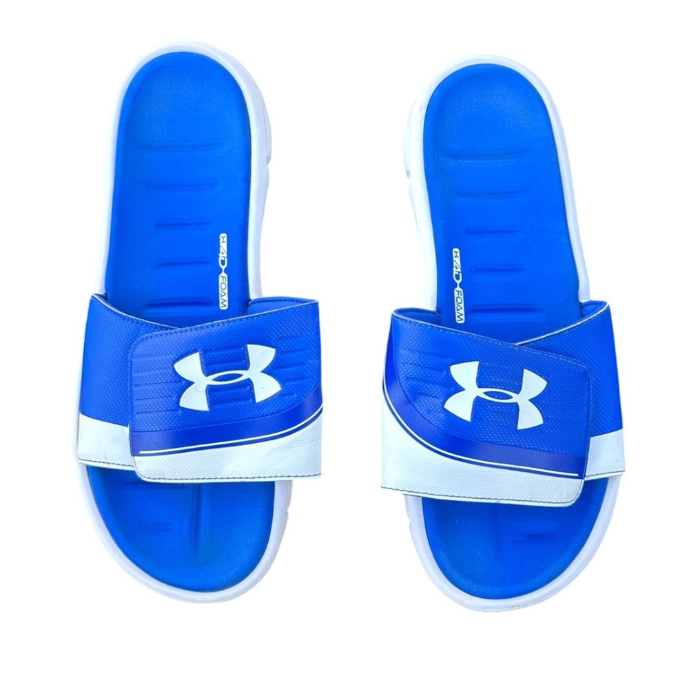 Under Armour Men's‎ Ignite V Slide Size 13 Blue White Sandals